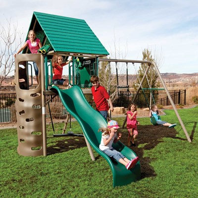 Lifetime Big Stuff Swing Set with Bucket Swing and Children's Picnic Table - Earthtone - 91109