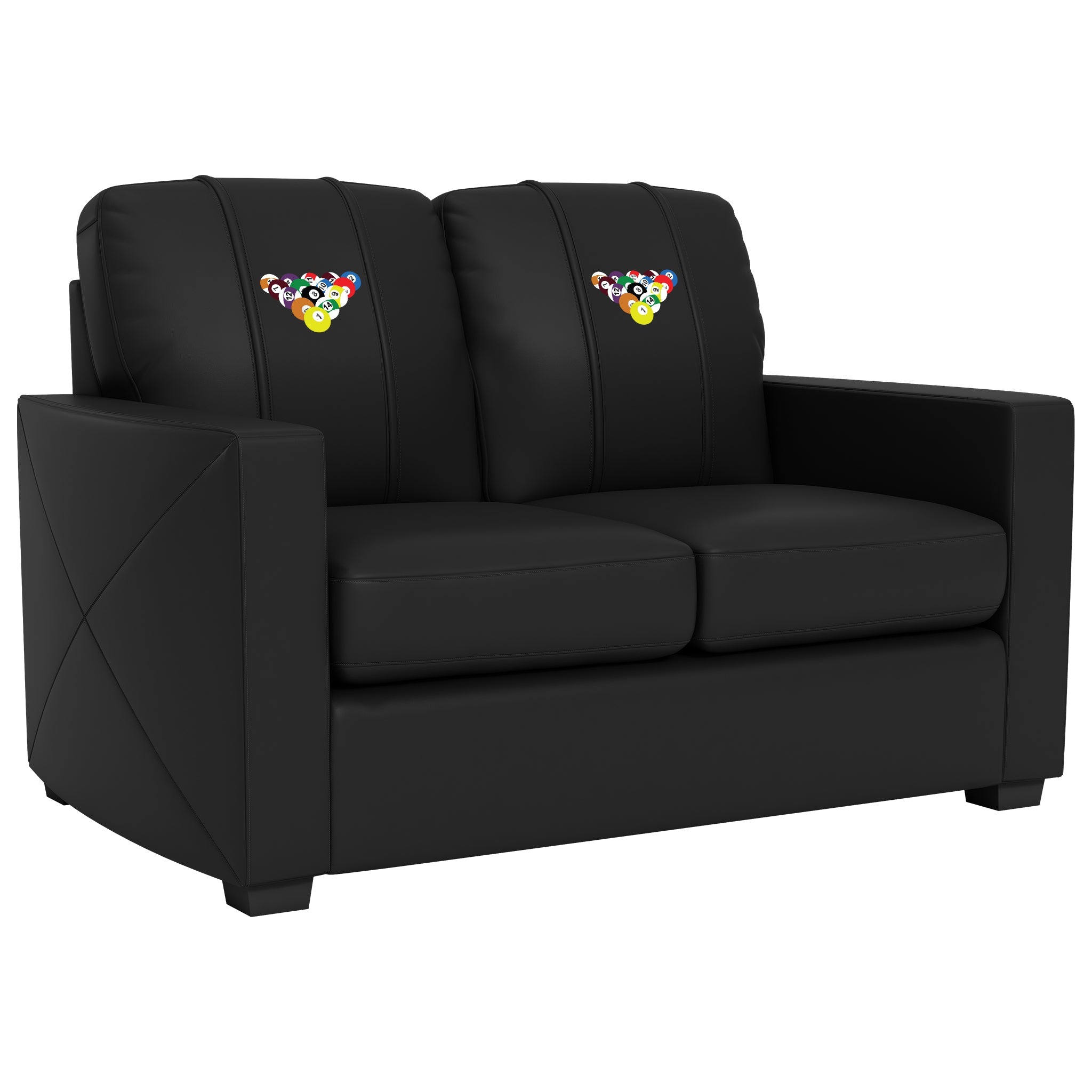 Silver Loveseat with Billiards Logo Panel