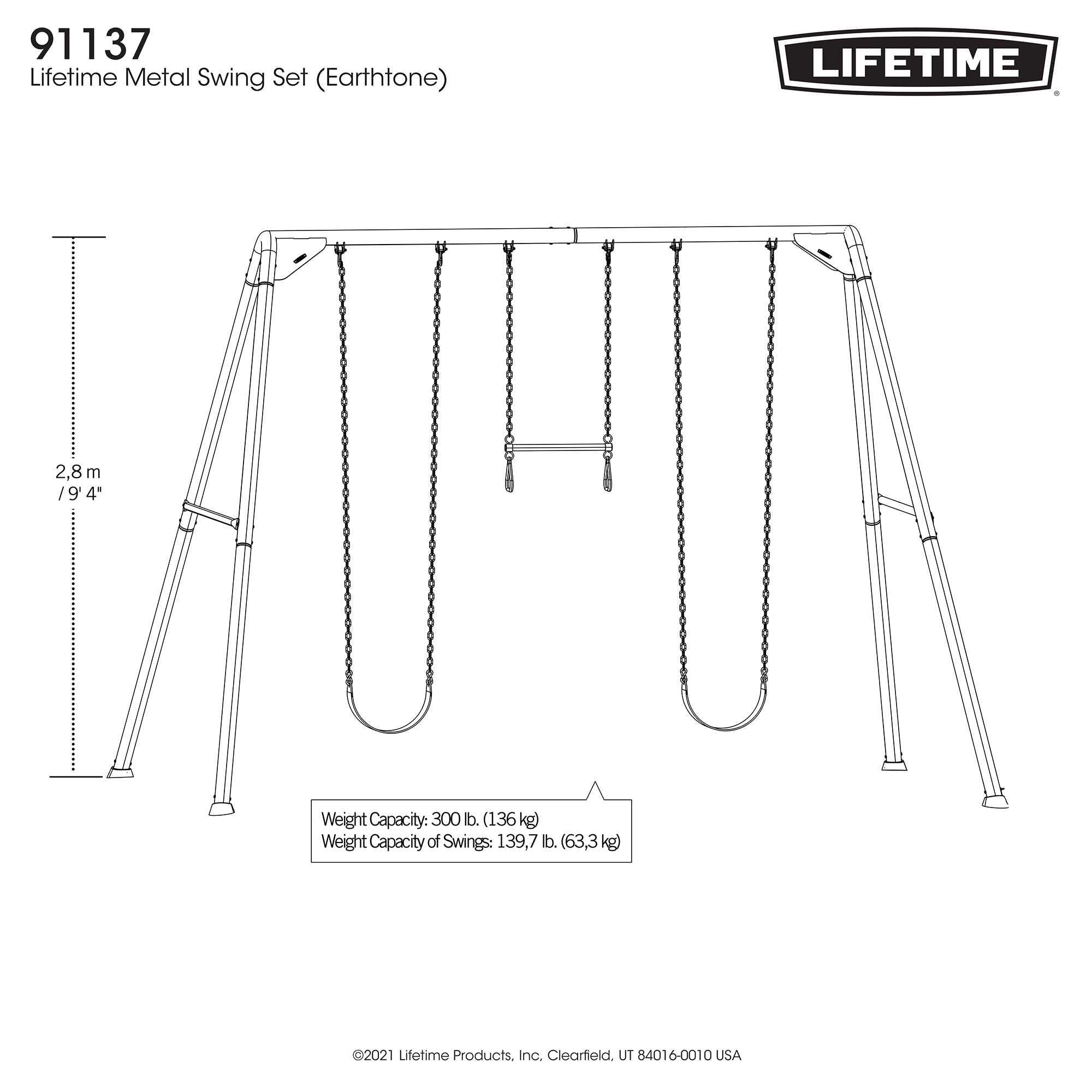 Lifetime Metal Swing Set (Earthtone) - 91137