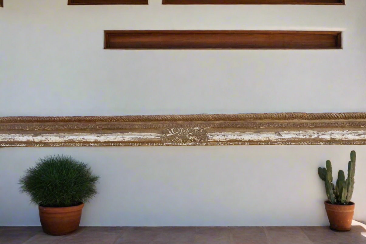 1840's Indian Pondicherry Floral & Elephant Carved Beam