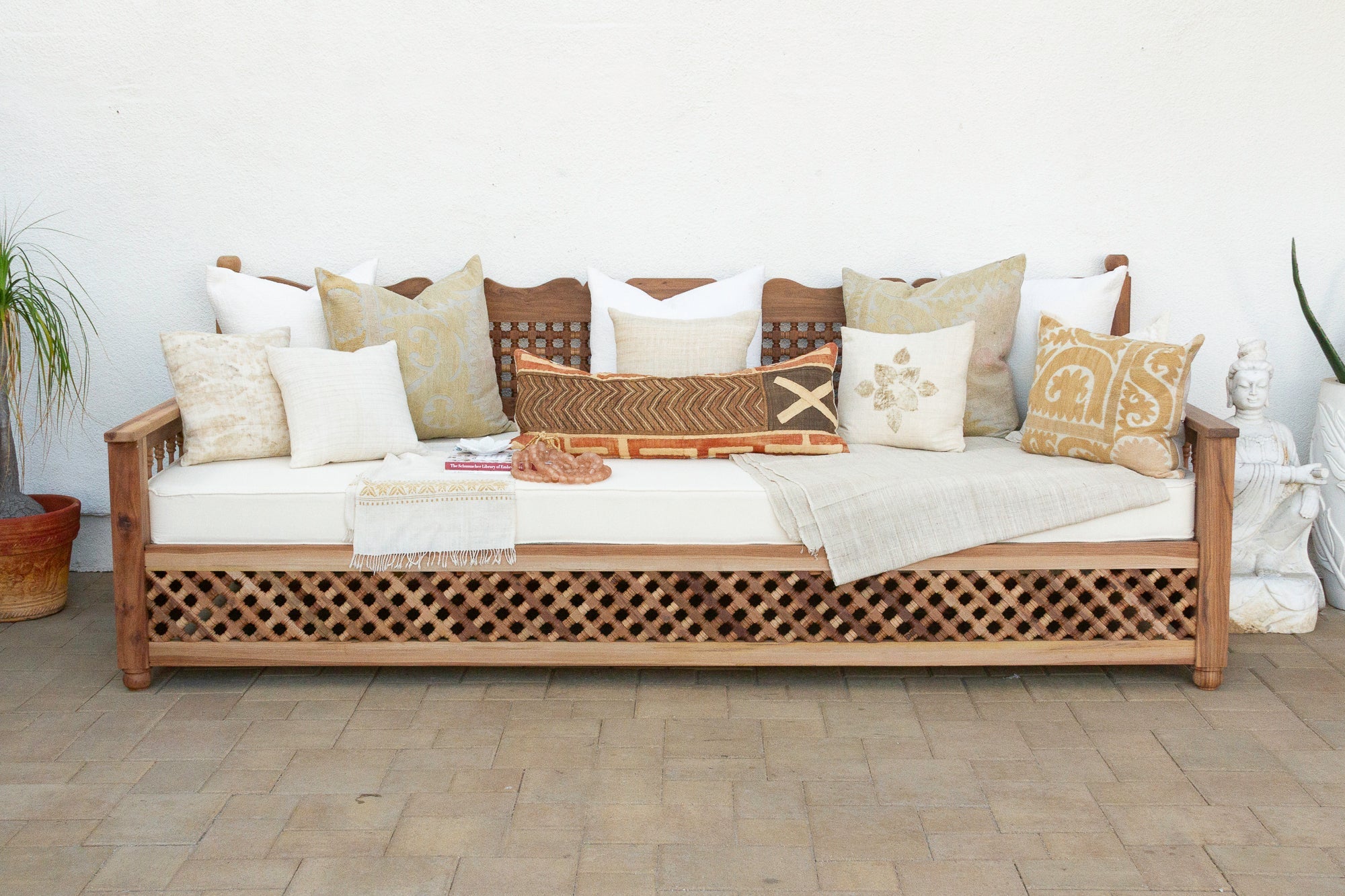 108” Long Grand Moroccan Mousharabi Teak Daybed