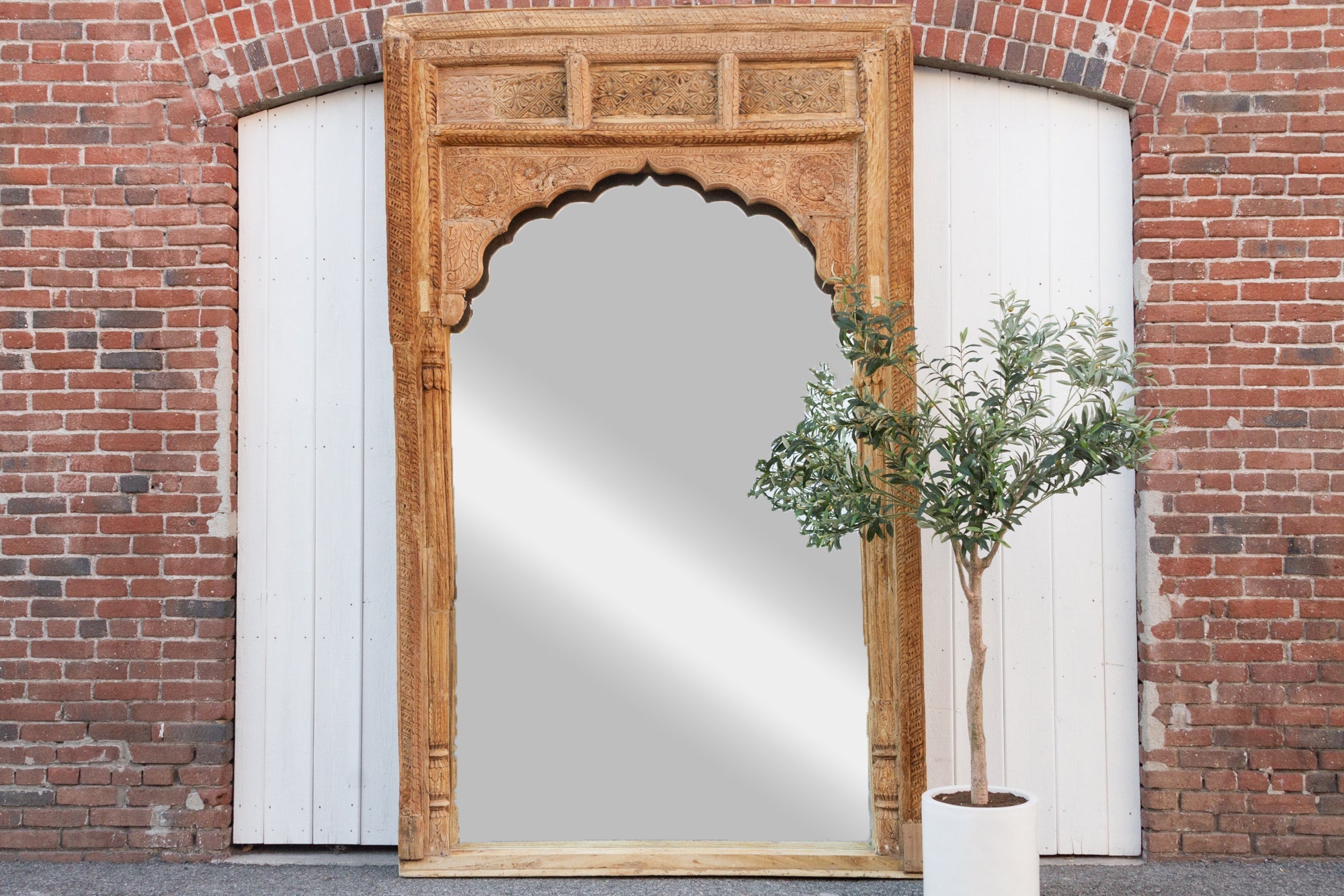 1800's Very Tall Raj Arch Indian Floor Mirror