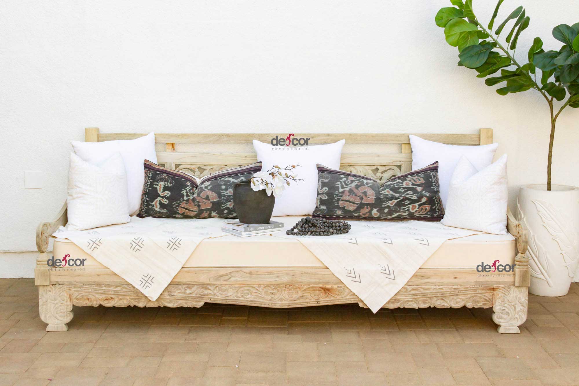 102" Beautifully Carved Opium Teak Daybed