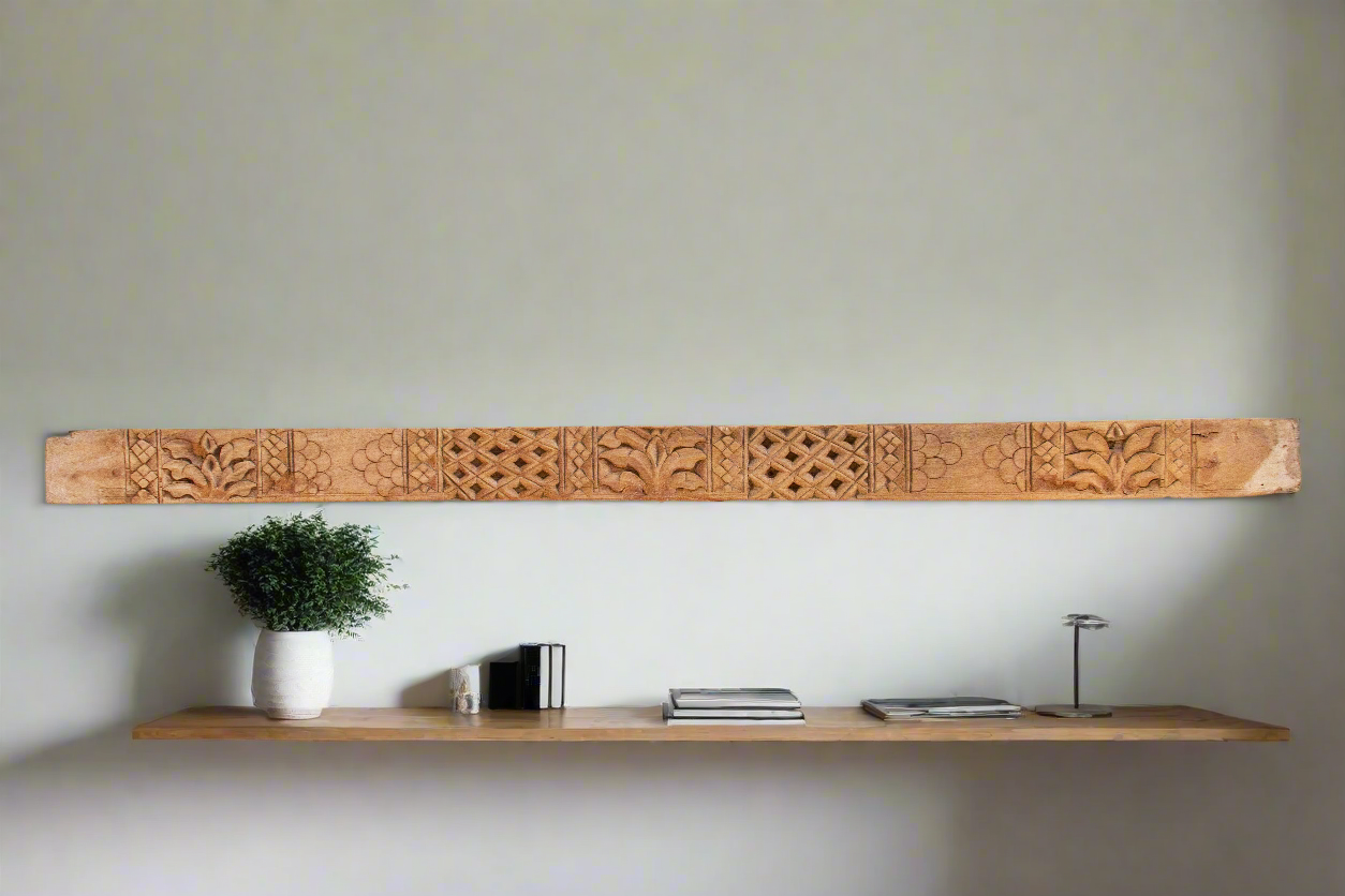 1800's Carved Varanasi Teak Lintel