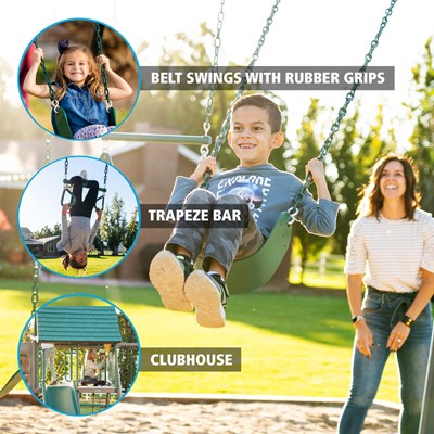 Lifetime Big Stuff Swing Set with Bucket Swing and Children's Picnic Table - Earthtone - 91109