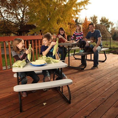 Lifetime Big Stuff Swing Set with Bucket Swing and Children's Picnic Table - Earthtone - 91109