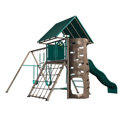 Lifetime Big Stuff Swing Set with Bucket Swing and Children's Picnic Table - Earthtone - 91109