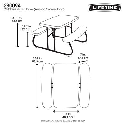 Lifetime Big Stuff Swing Set with Bucket Swing and Children's Picnic Table - Earthtone - 91109